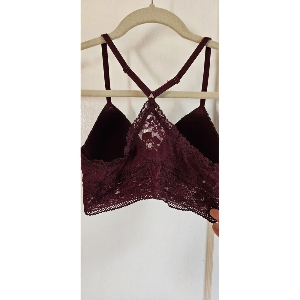 victoria Secret  dark red lace lining bralette Small‎ unwired new